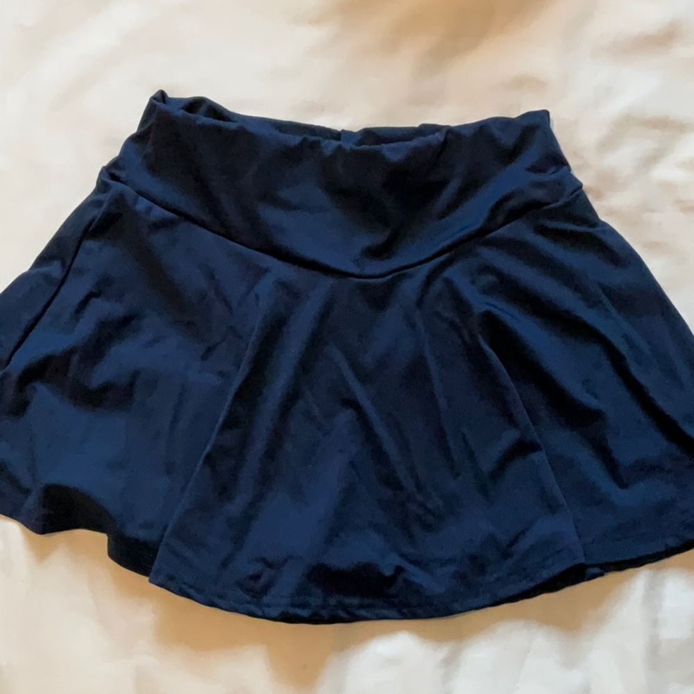 SHEIN Blue Mini Skater Skirt with Pleats